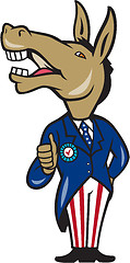 Image showing Democrat Donkey Mascot Thumbs Up Cartoon