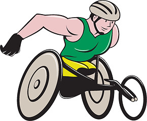 Image showing Wheelchair Racer Racing Isolated