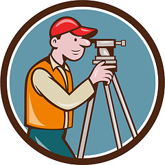 Image showing Surveyor Geodetic Engineer Theodolite Circle Cartoon