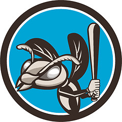 Image showing Hornet Baseball Player Batting Circle Retro