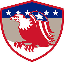 Image showing American Eagle Flag Wings Perching Crest Retro