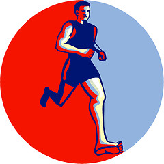 Image showing Barefoot Runner Running Front Circle