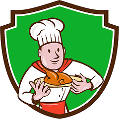 Image showing Chef Cook Roast Chicken Dish Crest Cartoon