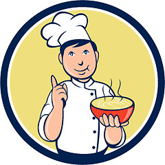 Image showing Chef Cook Bowl Pointing Circle Cartoon