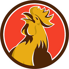 Image showing Chicken Rooster Crowing Circle Retro