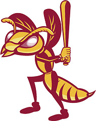 Image showing Hornet Baseball Player Batting Isolated Retro