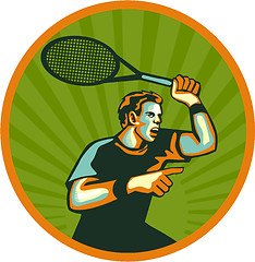 Image showing Tennis Player Racquet Circle Retro