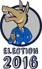 Image showing Election 2016 Democrat Donkey Mascot Circle Cartoon