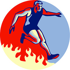 Image showing Obstacle Racing Jumping Fire Retro