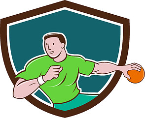 Image showing Handball Player Throwing Ball Crest Cartoon