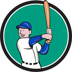 Image showing Baseball Player Batting Stance Circle Cartoon