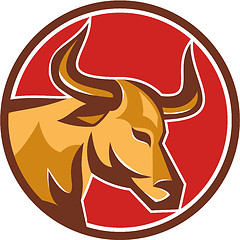 Image showing Texas Longhorn Bull Head Circle Retro