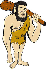 Image showing Caveman Neanderthal Man Holding Club Cartoon