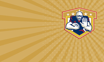 Image showing Business card American Football Running Back Fending Shield