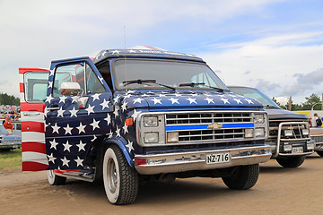 Image showing Chevrolet Van with American Flag Design