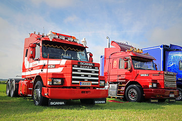 Image showing Two Scania 143H Conventional Trucks on the Show