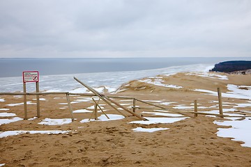 Image showing Sand Dunes With Snow