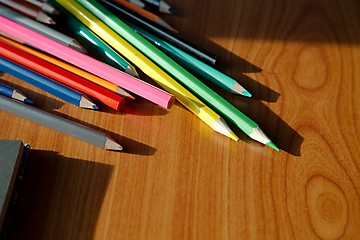 Image showing Color pencils on the desk