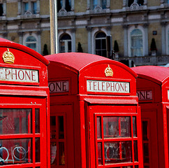 Image showing telephone in england london obsolete box classic british icon