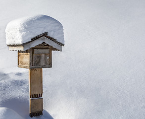 Image showing Wooden Mailbox in Winter