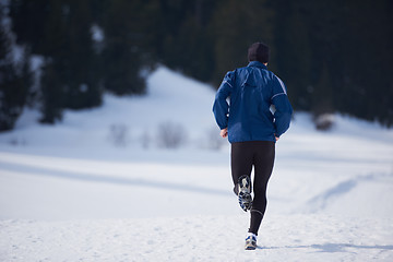 Image showing jogging on snow in forest