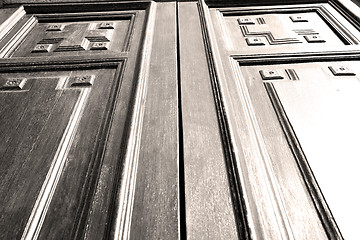 Image showing   brown old door in italy europe