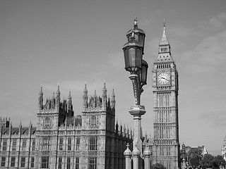 Image showing Black and white Houses of Parliament in London