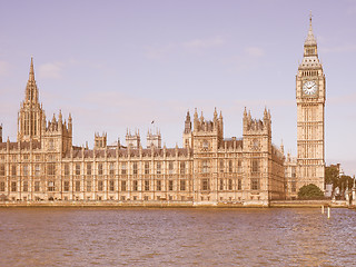 Image showing Retro looking Houses of Parliament in London