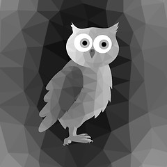 Image showing Polygonal Owl on Grey Mosaic Background