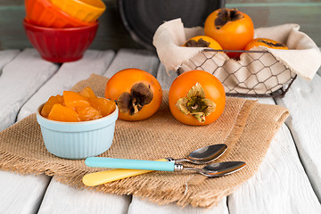 Image showing Orange persimmons