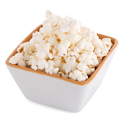 Image showing Popcorn in a white bowl