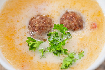 Image showing Cheese soup with meat balls