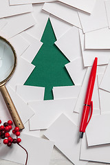 Image showing Creative design of christmas background with paper fir tree