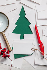 Image showing Creative design of christmas background with paper for tree