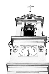 Image showing ancien clock tower in italy europe old  stone and bell