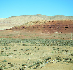 Image showing valley in   africa morocco the atlas dry mountain ground isolate