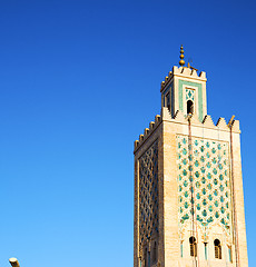 Image showing history in maroc africa  minaret religion and the blue     sky