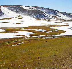 Image showing hill in   africa morocco the atlas valley dry mountain ground is