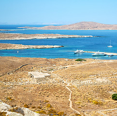 Image showing temple  in delos greece the historycal acropolis and old ruin si