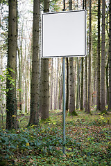 Image showing empty white sign in forest