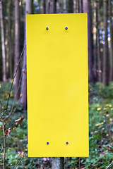 Image showing empty yellow sign in forest