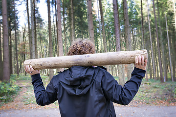 Image showing Woman fitness exercises in forest