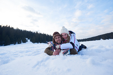 Image showing romantic young couple on winter vacation