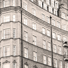 Image showing in europe london old red brick wall and      historical window