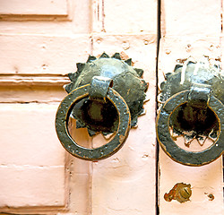 Image showing brown  morocco in africa the old wood  facade home and rusty saf