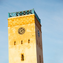 Image showing old brick tower in morocco africa village and the sky