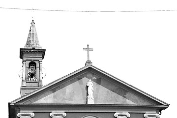 Image showing  building  clock tower in italy europe old  stone and bell