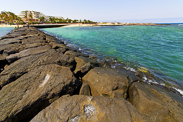 Image showing hotel  coast lanzarote  in spain   and summer 