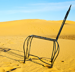 Image showing table and seat in desert  sahara morocco    africa yellow sand