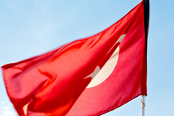 Image showing tunisia  waving flag in the blue sky  colour   wave